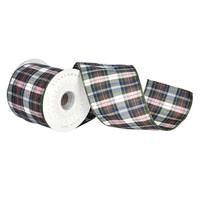 Vickerman 4" x 30' Green Dupion Plaid Ribbon