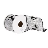 Vickerman 4"x15' White Joy to the World Map Ribbon
