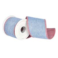 Vickerman 2.5" x 15' Blue Taffeta Checks Ribbon