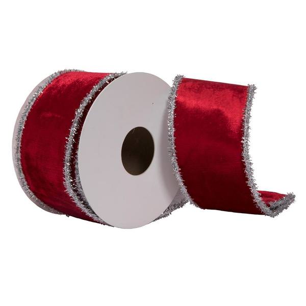 2.5"x15' Red Viscose Velvet Ribbon