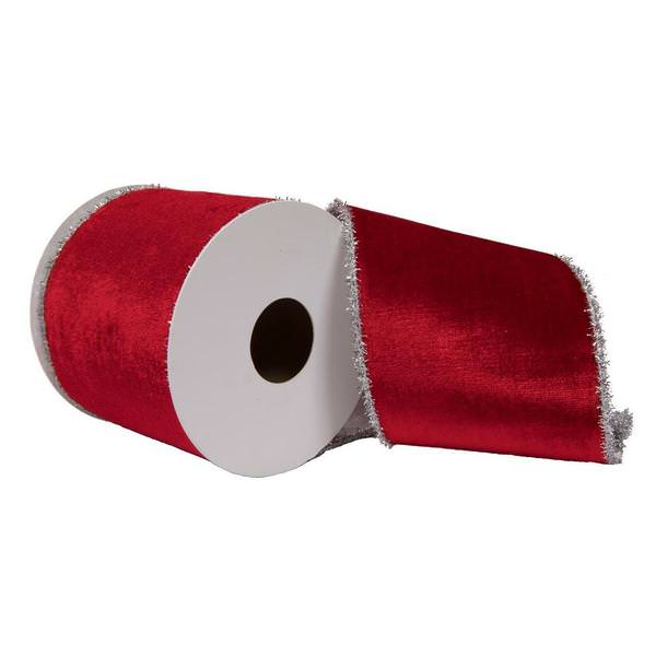 4"x15' Red Viscose Velvet Ribbon