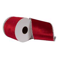 View 4"x15' Red Viscose Velvet Ribbon