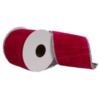 Vickerman 4"x15' Fushia / Silver Velvet Decorative Ribbon