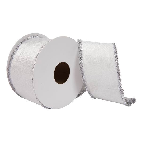 2.5"x15' Ivory Viscose Velvet Ribbon