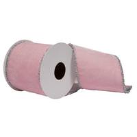 View 4"x15' Pink Viscose Velvet Decorative Ribbon