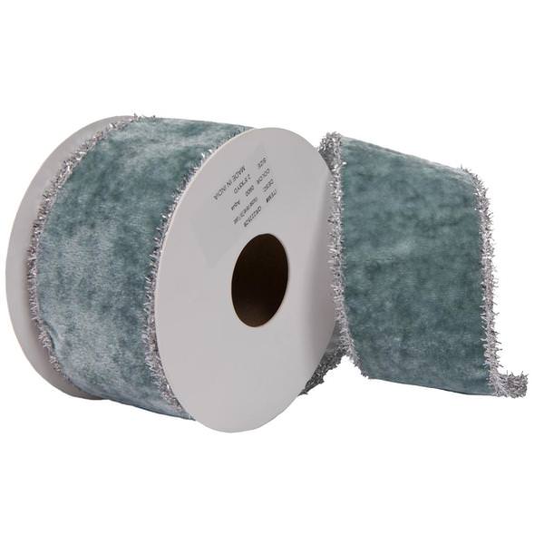 2.5"x15' Aqua Viscose Velvet Ribbon