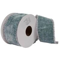 View 2.5"x15' Aqua Viscose Velvet Ribbon