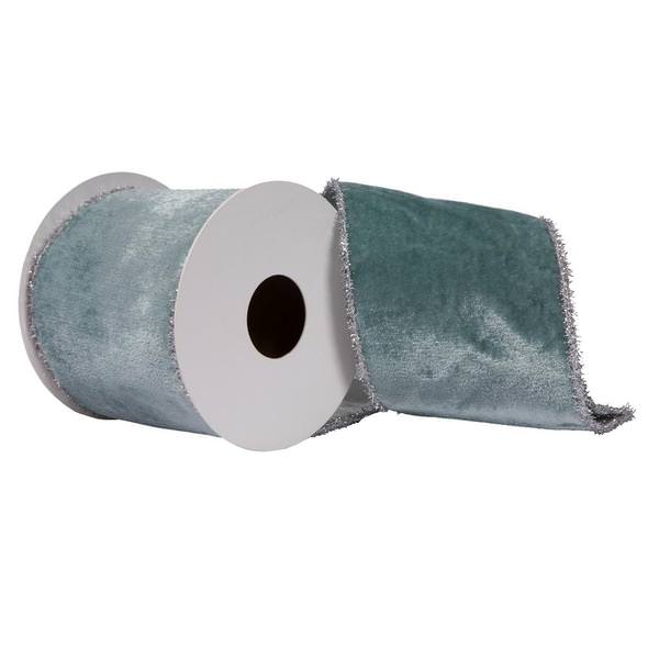 4"x15' Aqua Viscose Velvet Ribbon