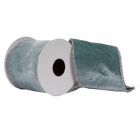 View 4"x15' Aqua Viscose Velvet Ribbon