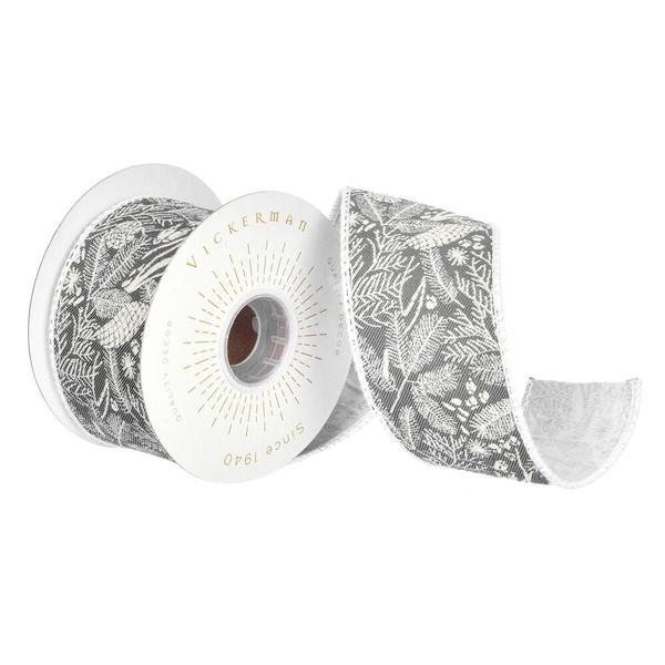 2.5" x 15' Gray Jairo Jacquard Ribbon