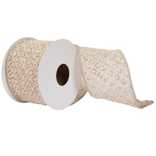 4" x 15' Ivory Cord Square Trim Ribbon