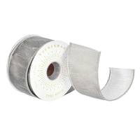 Vickerman 2.5" x 15' Gray Dupion Wired Edges Ribbon