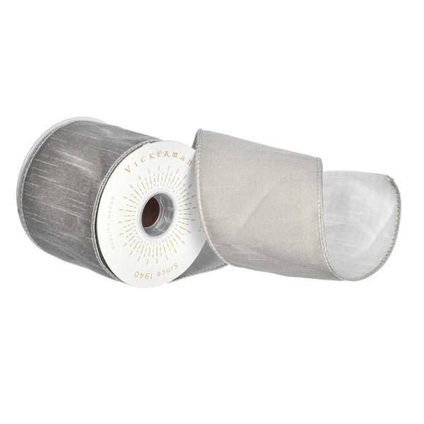4" x 30' Gray Dupion Ribbon