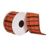 Vickerman 2.5"x30' Orange Dupion Plaid Ribbon