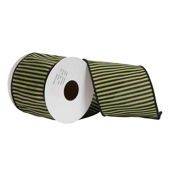 4"x30' Green Stripe Halloween Ribbon