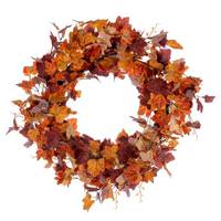 Vickerman 22" Artificial Orange Fall Maple Leaf Unlit Wreath