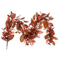 Vickerman 5' Artificial Light Brown Fall Berry and Wood Leaf Garland Unlit