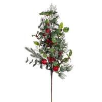 Vickerman 29" Artificial Green Artificial Holly Pine and Red Jingle Bell Spray