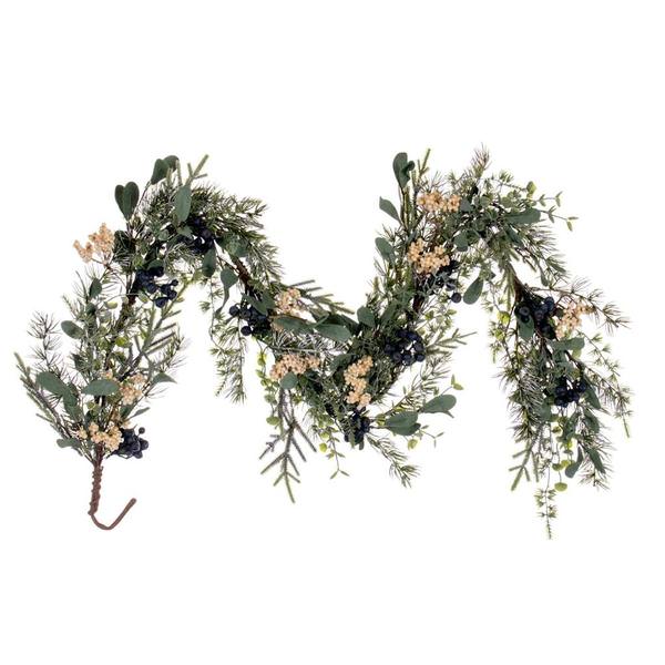 5' Green Artificial Pine Blueberry and White Berry Unlit