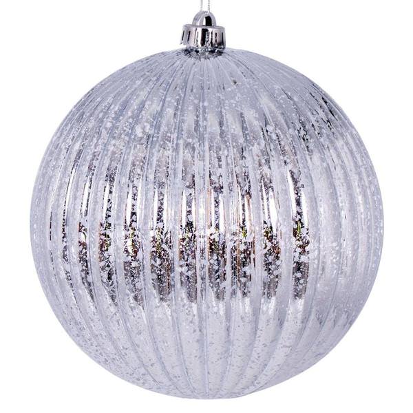 4" Silver Shiny Mercury Lined Ball Ornament (6 pack)