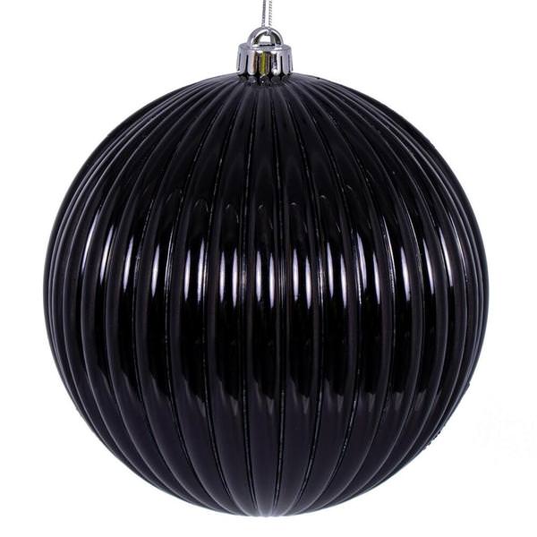 4" Black Mercury Lined Ball Ornament (6 pack)