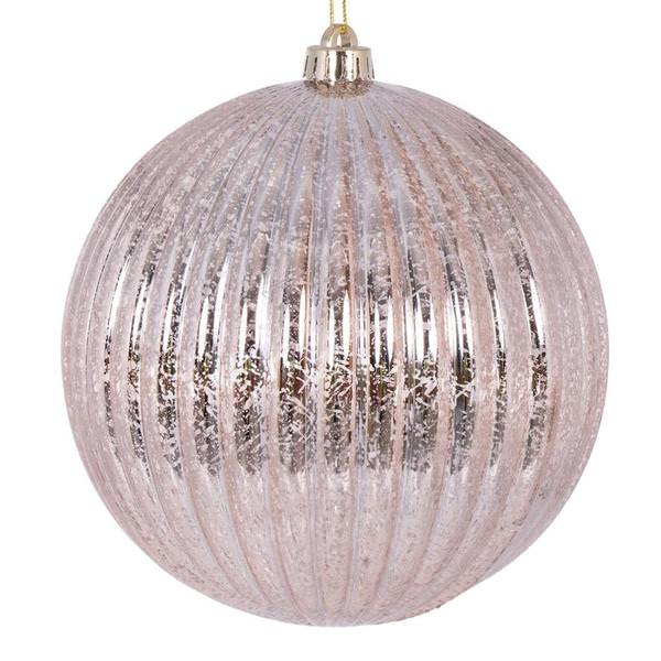 4" Rose Gold Shiny Mercury Lined Ball Ornament (6 pack)