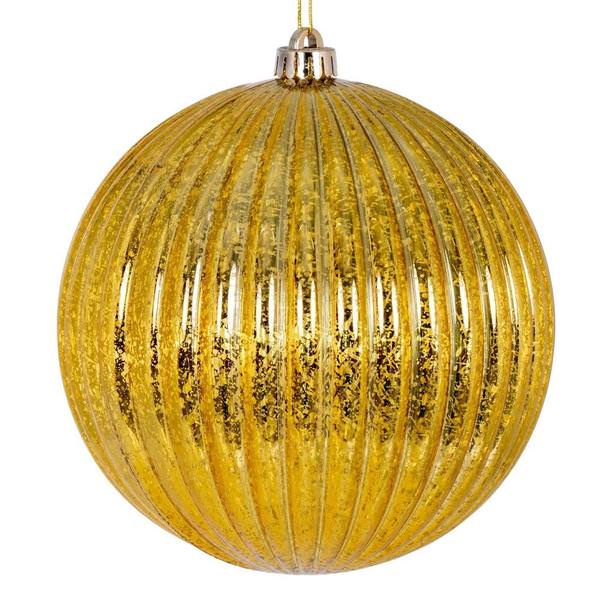 4" Gold Shiny Mercury Lined Ball Ornament (6 pack)