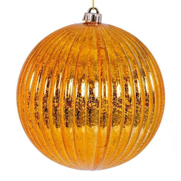 4" Antique Gold Mercury Lined Ball Ornament (6 pack)