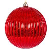 View 4" Red Shiny Mercury Lined Ball Ornament (6 pack)