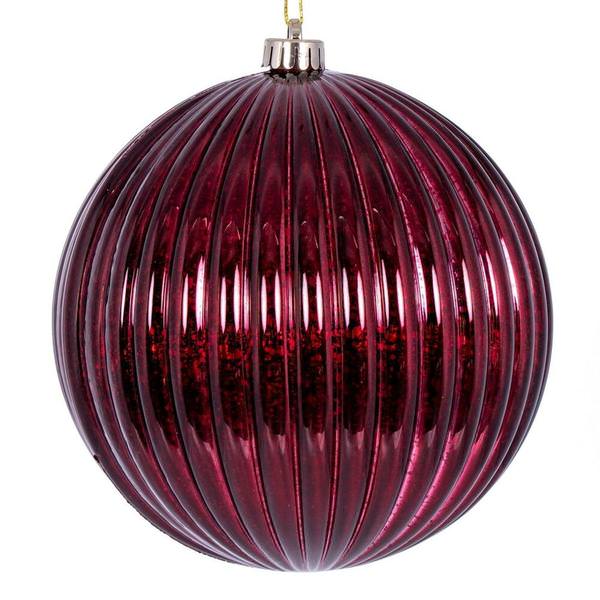 4" Burgundy Shiny Mercury Lined Ball Ornament (6 pack)