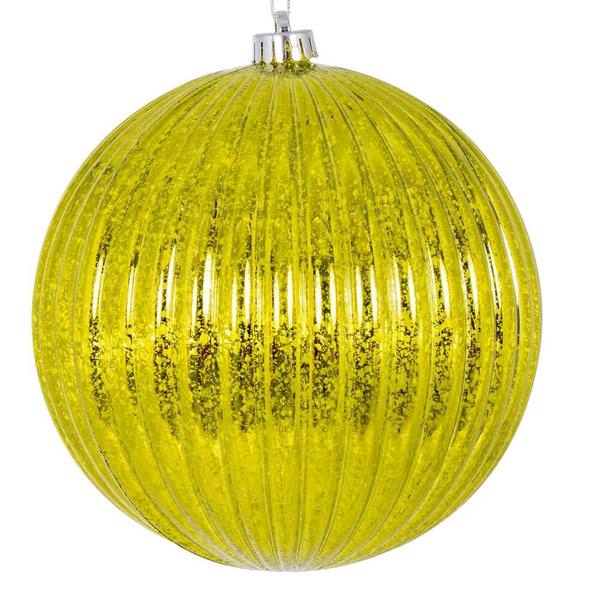 4" Lime Shiny Mercury Lined Ball Ornament (6 pack)