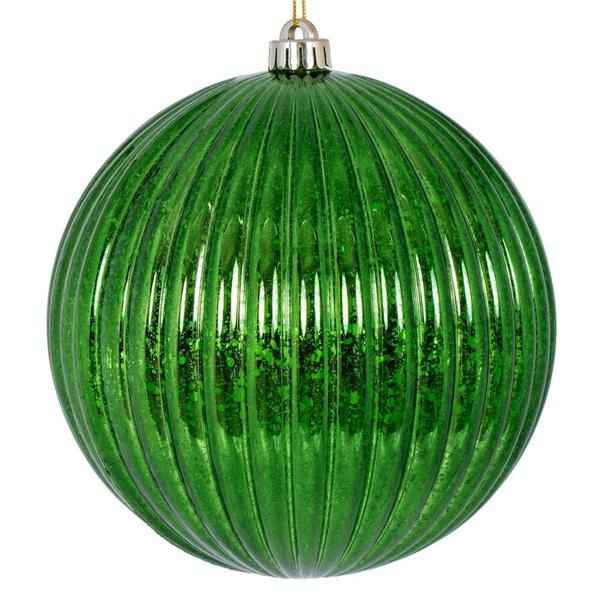 4" Emerald Shiny Mercury Lined Ball Ornament (6 pack)