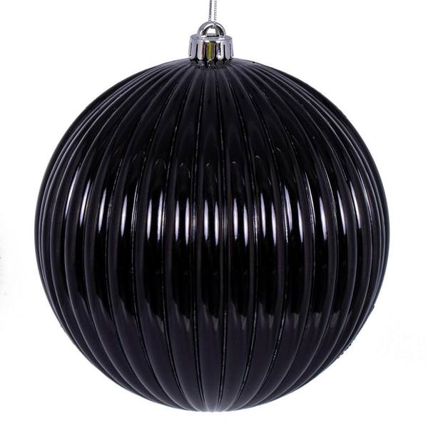6" Black Mercury Lined Ball Ornament (4 pack)