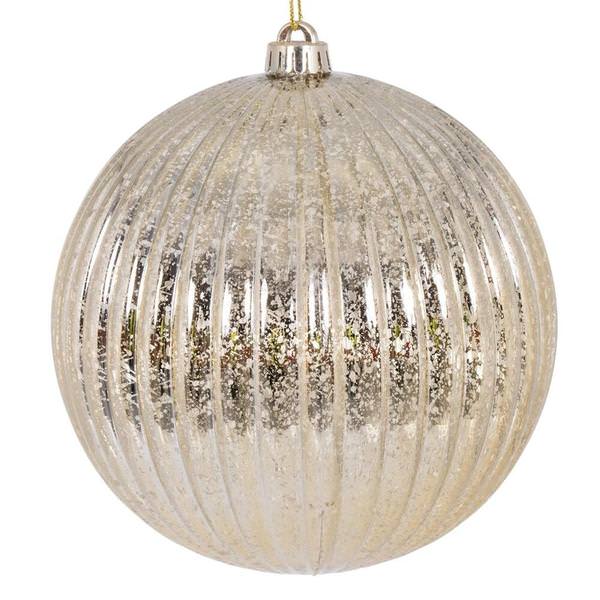 6" Champagne Mercury Lined Ball Ornament (4 pack)