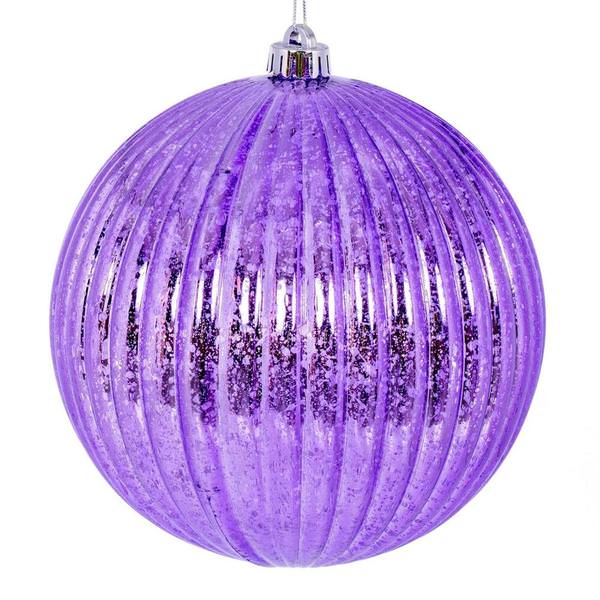 6" Lavender Mercury Lined Ball Ornament (4 pack)