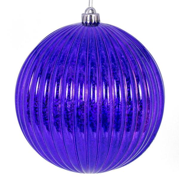 6" Purple Mercury Lined Ball Ornament (4 pack)