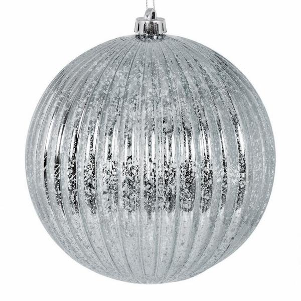 6" Baby Blue Mercury Lined Ball Ornament (4 pack)