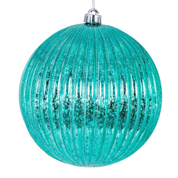 6" Teal Mercury Lined Ball Ornament (4 pack)