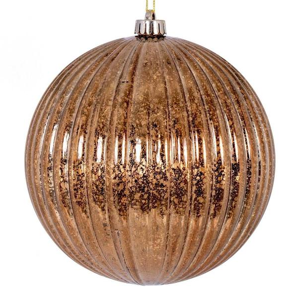 8" Mocha Shiny Mercury Lined Ball Ornament