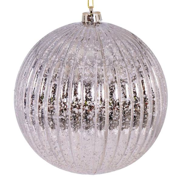 8" Oat Shiny Mercury Lined Ball Ornament