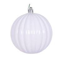 Vickerman 4" White Shiny Lined Ball Ornament (6 pack)
