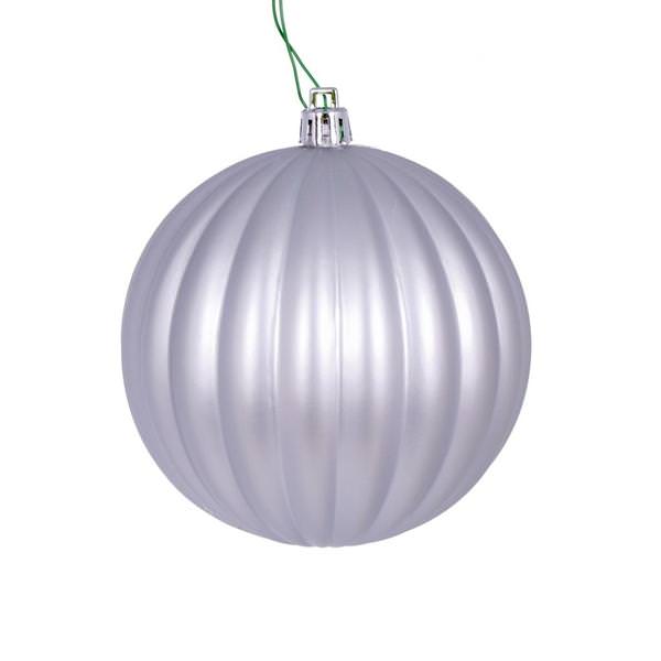 4" Silver Matte Lined Ball Ornament (6 pack)