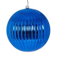 Vickerman 6" Blue Shiny Lined Ball Ornament (4 pack)
