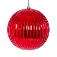 Vickerman 6" Red Shiny Lined Ball Ornament (4 pack)