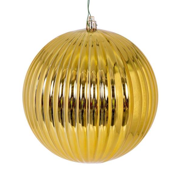 6" Gold Shiny Lined Ball Ornament (4 pack)
