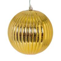 Vickerman 6" Gold Shiny Lined Ball Ornament (4 pack)