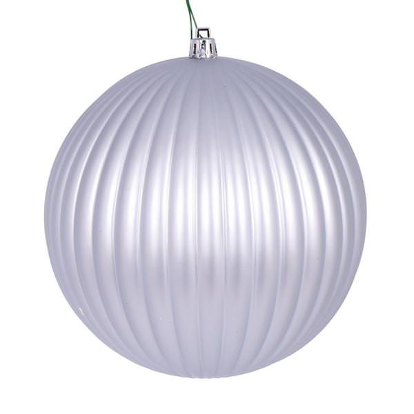 6" Silver Matte Lined Ball Ornament (4 pack)