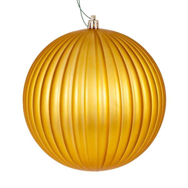 6" Gold Matte Lined Ball Ornament (4 pack)