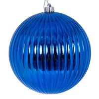 Vickerman 8" Blue Shiny Lined Ball Ornament