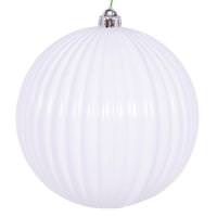 Vickerman 8" White Shiny Lined Ball Ornament